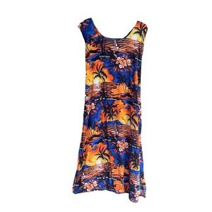 Sleeveless Maxi Dress Tropical Print Caribbean Vacation‎ Cruise Cover Up